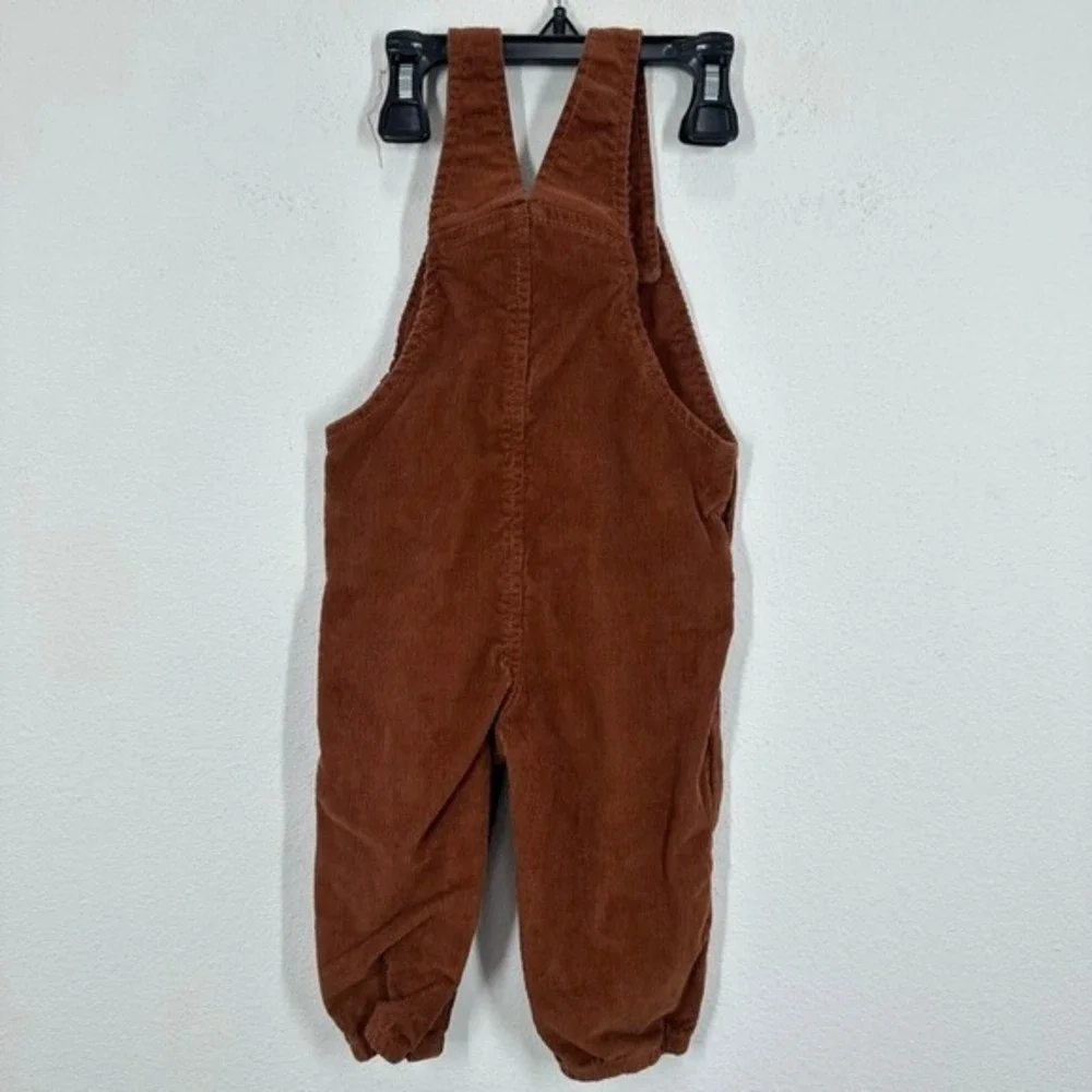 Carter's 12m Baby Corduroy Overalls‎ Moose Embroidered Brown Snap Inseam